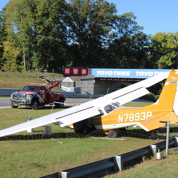 Plane crash lands at Lime Rock Park