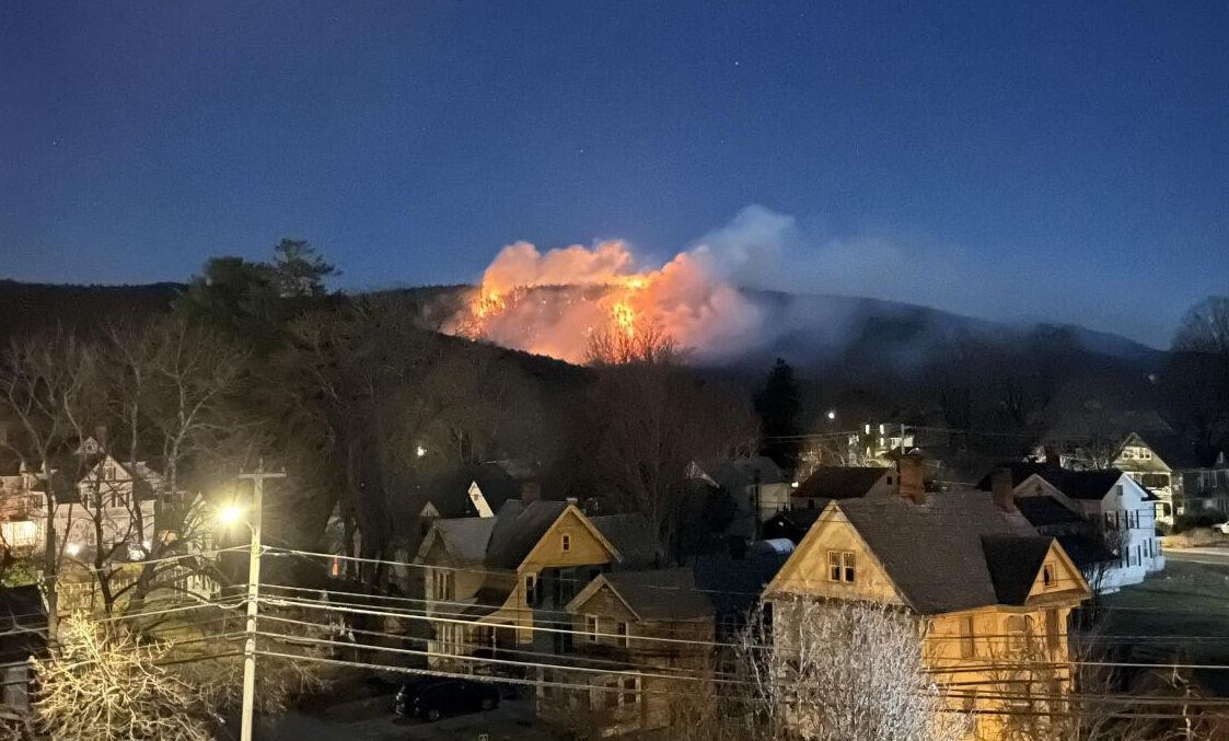 Firefighters battle wildfire on East Mountain in Great Barrington