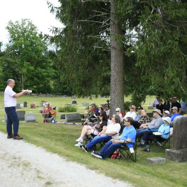 More than 50 gather to honor Revolutionary War veterans buried in Sharon cemetery