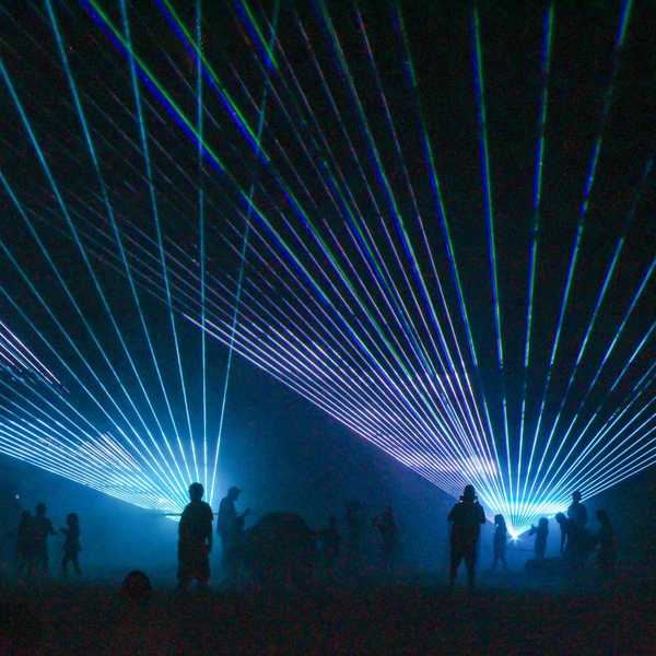 Rescheduled laser show lights up sky at Satre Hill