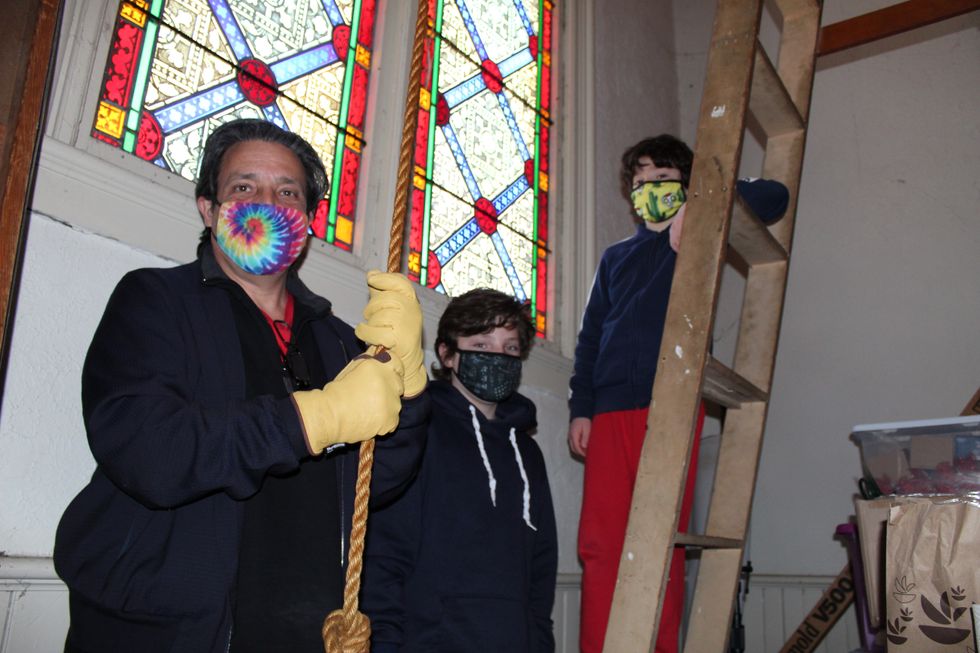 Volunteers ringing the bells of St. Mary church