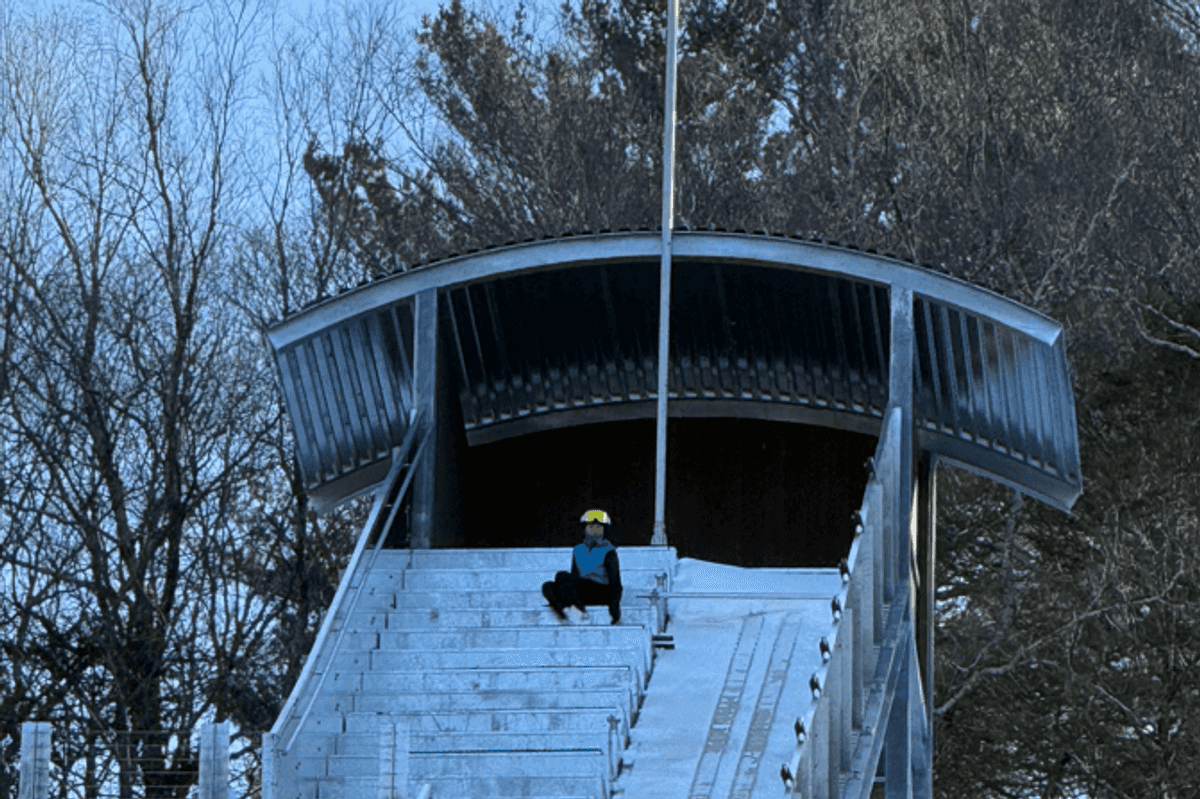 Salisbury ski jumpers put on show for students