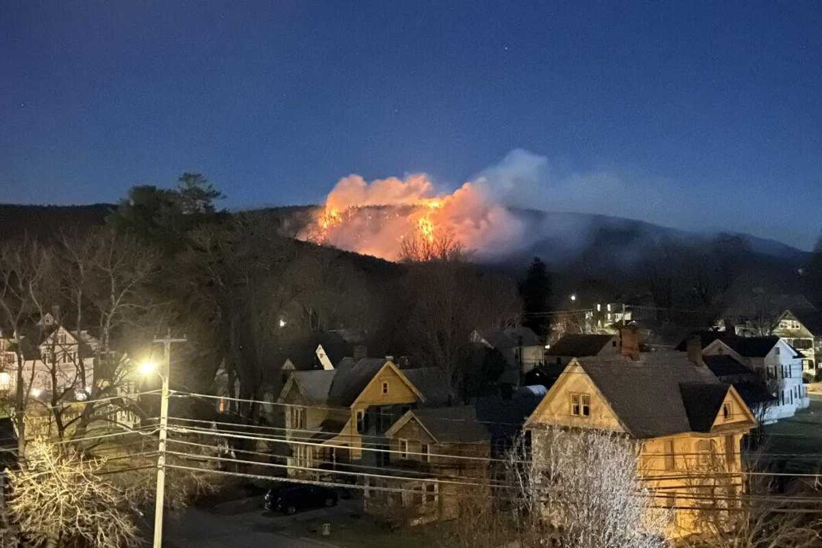 Firefighters battle wildfire on East Mountain in Great Barrington