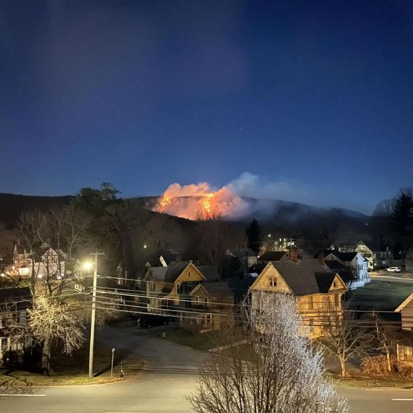 Firefighters battle wildfire on East Mountain in Great Barrington