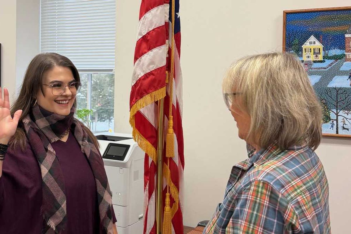 Swearing in Sharon’s town clerk