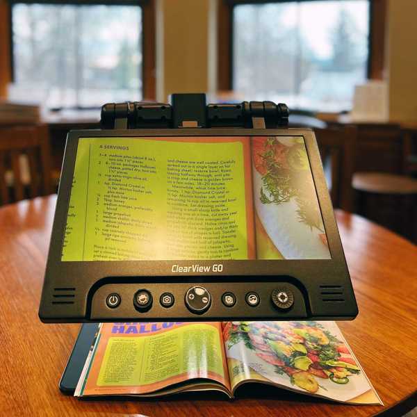 Magnifier stand added to Hotchkiss Library