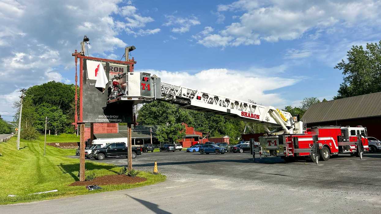 Sharon Playhouse season marquee goes up