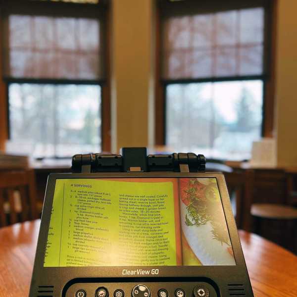 Magnifier stand added to Hotchkiss Library