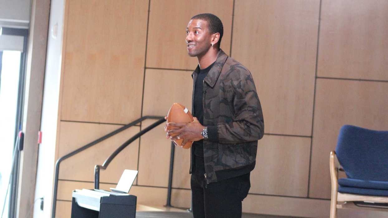 Super Bowl champ Malcolm Mitchell tells students how he learned to read