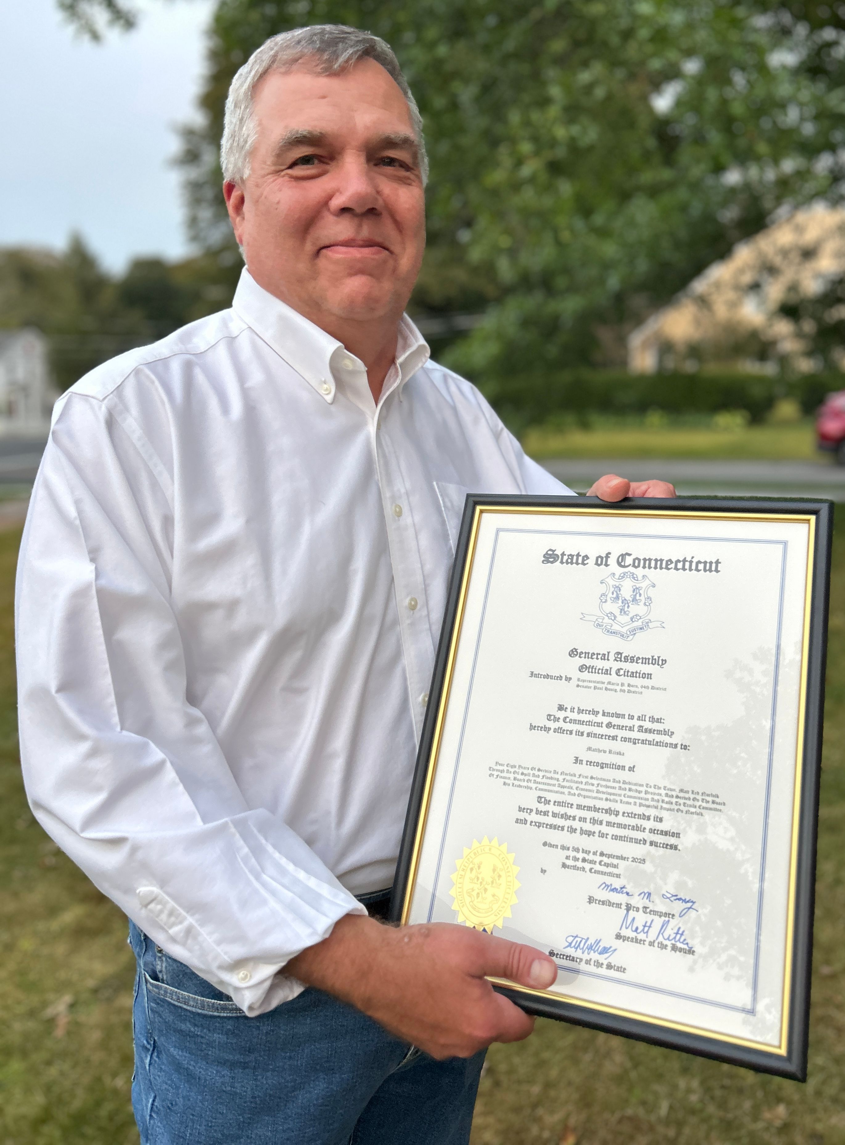 Norfolk’s Matt Riiska to step down at end of First Selectman term