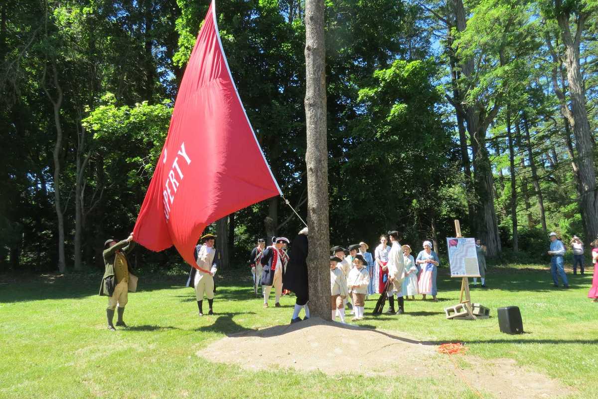 Flag flies over towering liberty pole in North Canaan