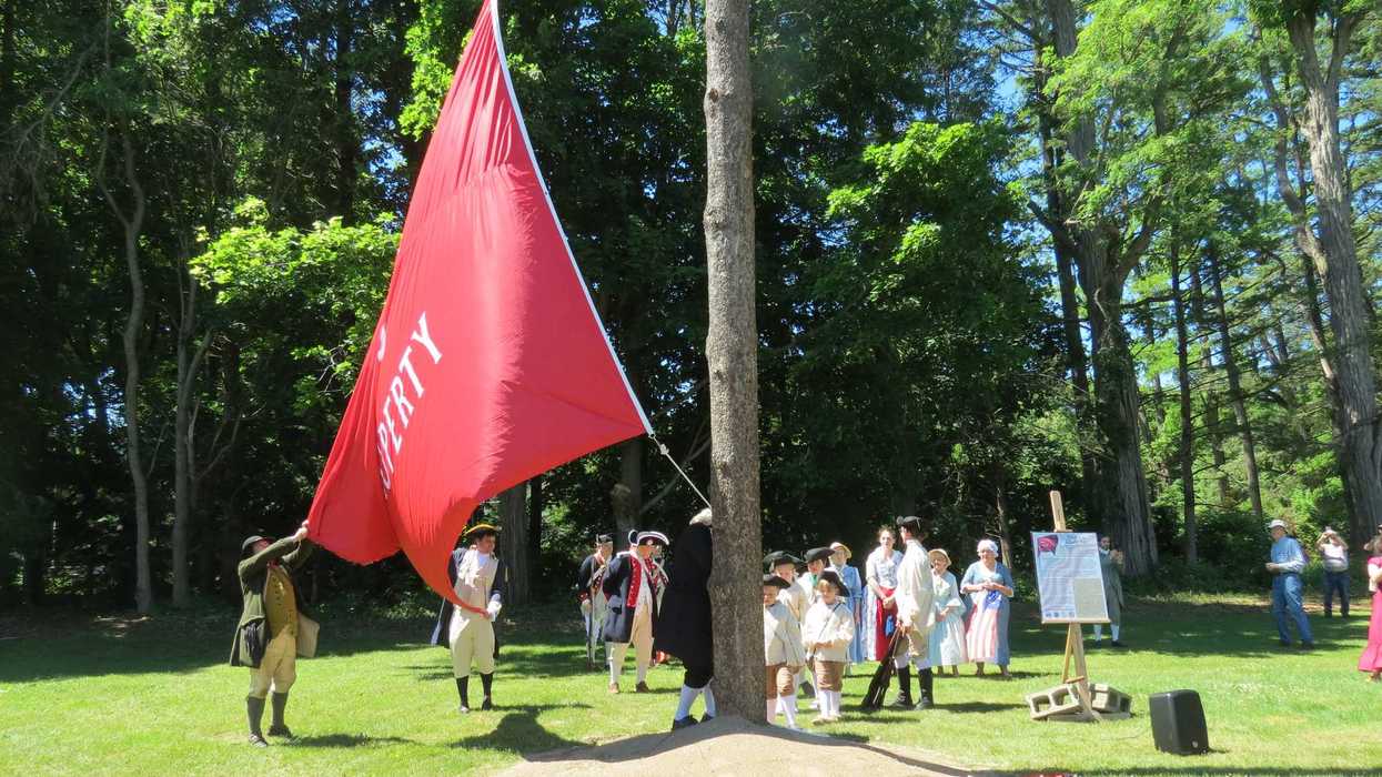 Flag flies over towering liberty pole in North Canaan