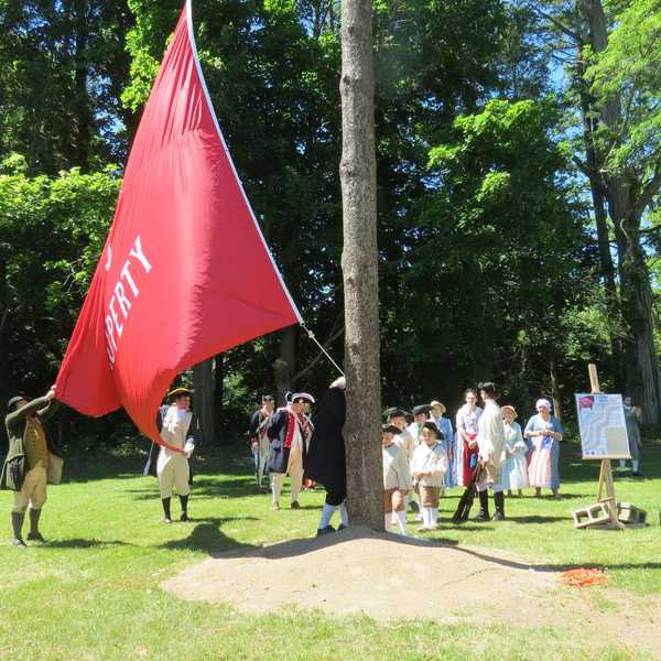 Flag flies over towering liberty pole in North Canaan