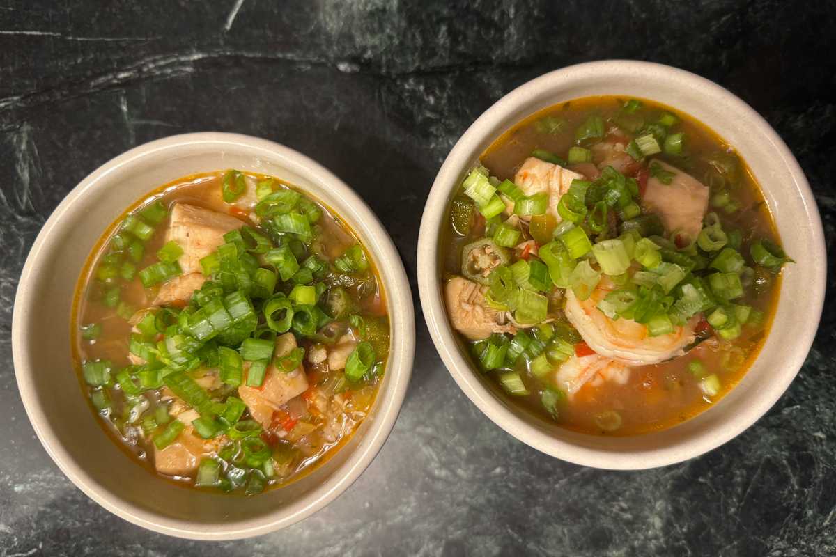 Sea bass and shrimp gumbo