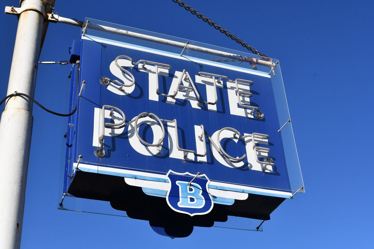 Sign at Troop B Police Headquarters in North Canaan