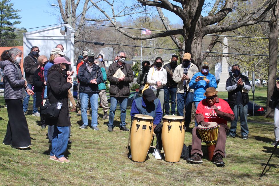 Paying tribute to the life of James Mars  at a witness stone ceremony in Norfolk