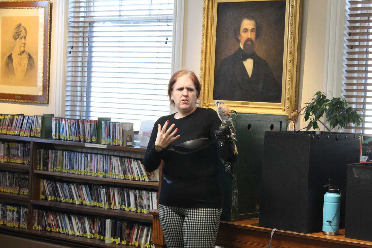 Learning about birds of prey at David M. Hunt Library