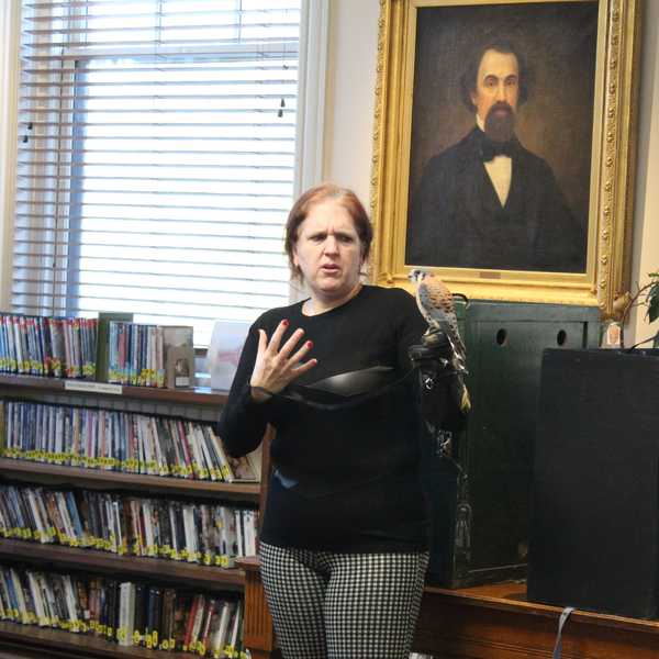 Learning about birds of prey at David M. Hunt Library